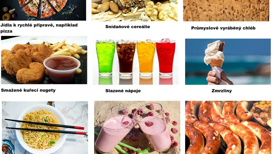 Příklady průmyslově zpracovaných potravin