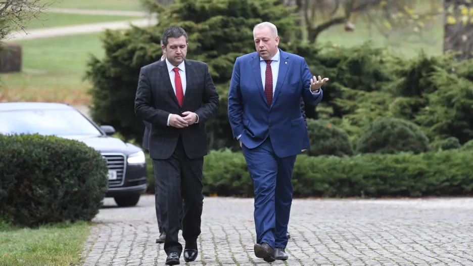 Jan Hamáček a Milan Chovanec po schůzce s prezidentem