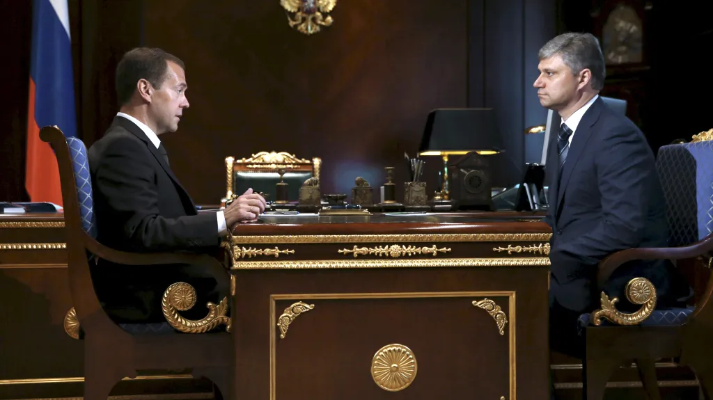 Dmitrj Medvěděv a Oleg Belozerov