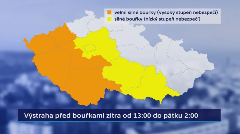 Meteorologická výstraha pro čtvrtek