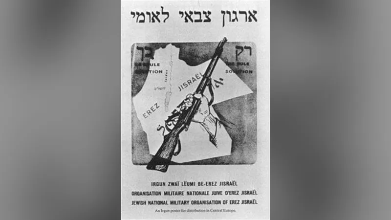 Mapa Velkého Izraele z pera revizionistické milice Irgun