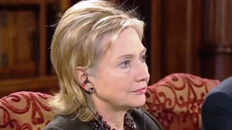 Ministryně zahraničí USA Hillary Clintonová na jednání s ruským prezidentem Dmitrijem Medveděvem