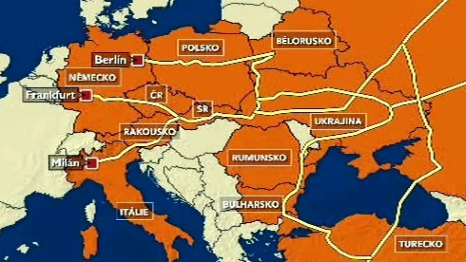 Mapa plynovodů