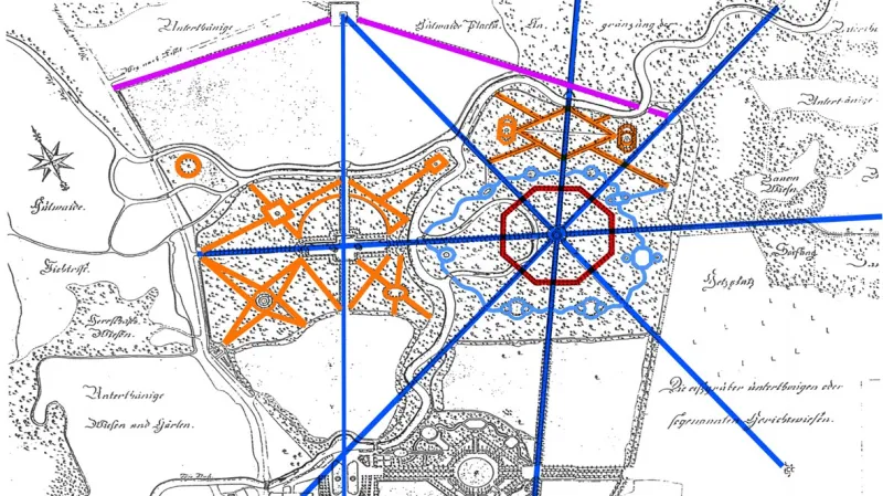 Obrazce v zednářské zahradě v Lednici