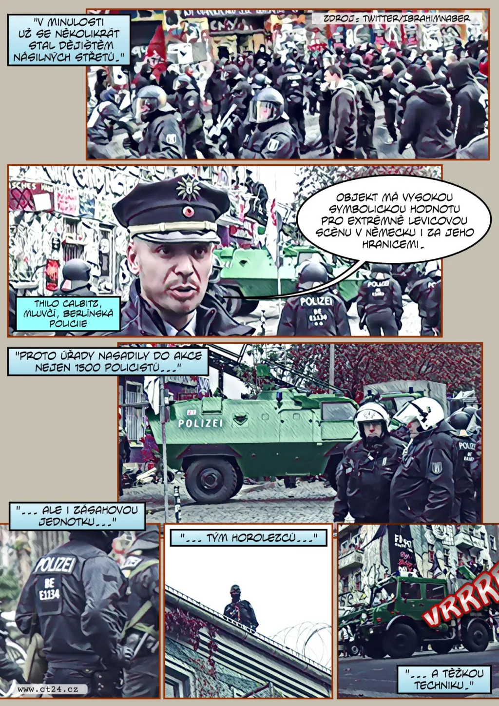 Velký policejní zátah na německý squat. S vyklízením doupěte levicových extrémistů pomáhali i horolezci
