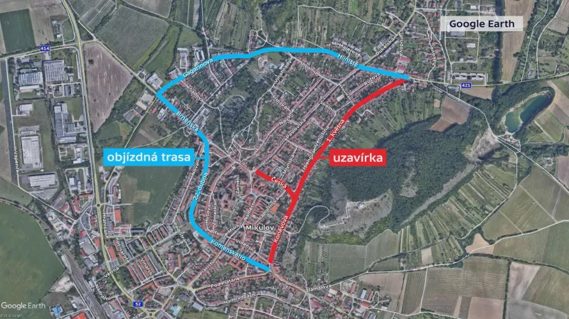 Objízdná trasa v Mikulově
