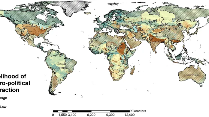 Mapa pravděpodobnosti budoucích konfliktů o vodu