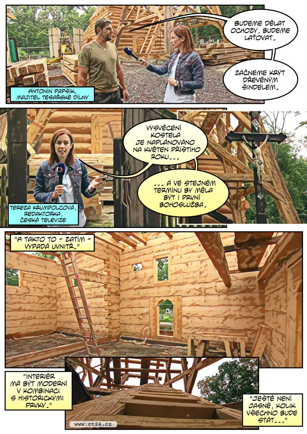 Na místě shořelého kostela v Gutech už roste replika. Hotová by měla být na jaře příštího roku