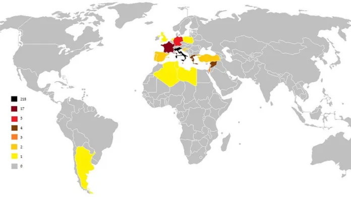 Množství papežů narozených na území současných států