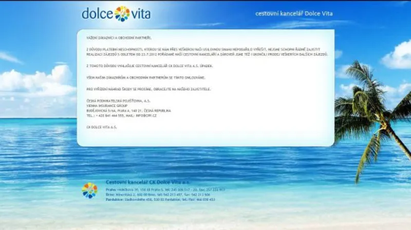 Cestovka Dolce Vita zkrachovala