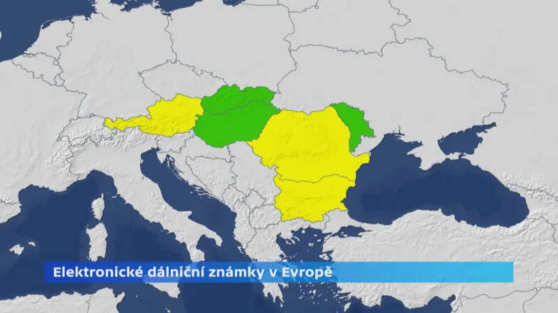 Zeleně – státy, kde fungují pouze elektronické dálniční známkyŽlutě – státy, kde je možné použít elektronickou známku nebo papírový kupon