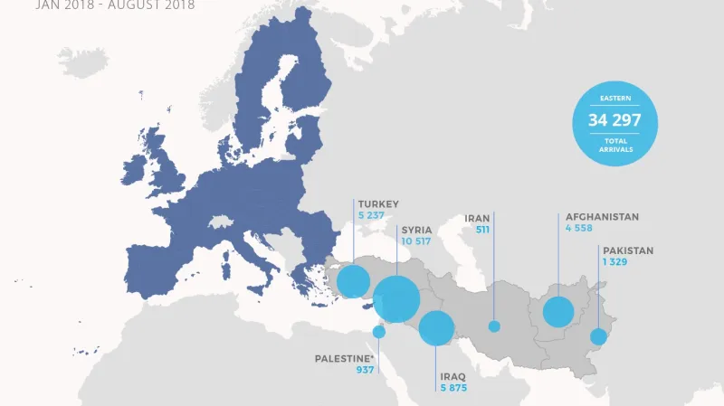 Počet ilegálně příchozích migrantů do Řecka z Turecka