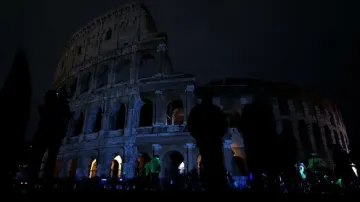 Koloseum ve tmě v rámci akce Hodina Země 2018.
