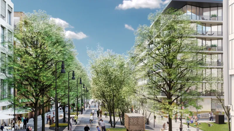 Úvodní fáze developerského projektu Smíchov City (na vizualizaci)