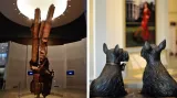 Trosky Světového obchodního centra a sochy teriérů Barneyho a Miss Beazley