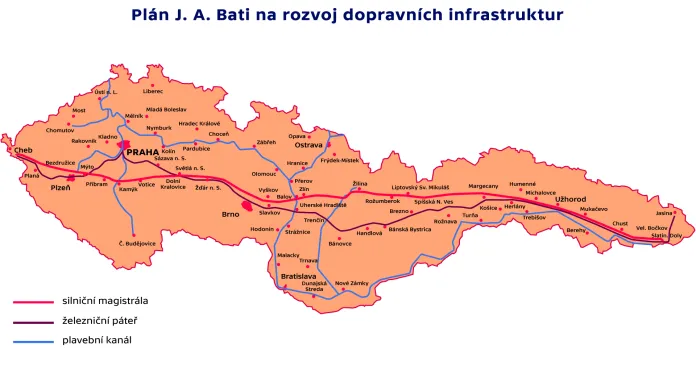 Plán J. A. Bati na rozvoj dopravních infrastruktur