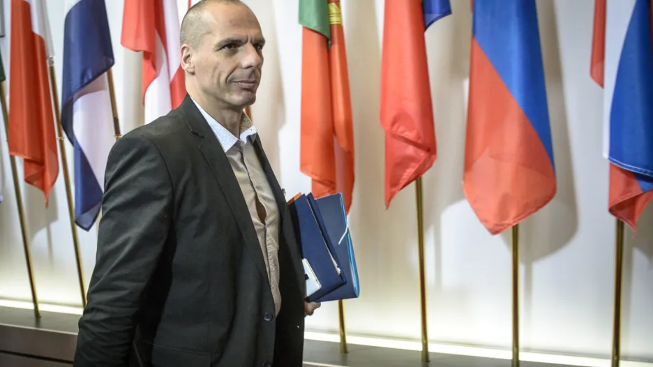Janis Varufakis při pondělním jednání s věřiteli