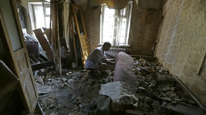 Následky bojů v Doněcku