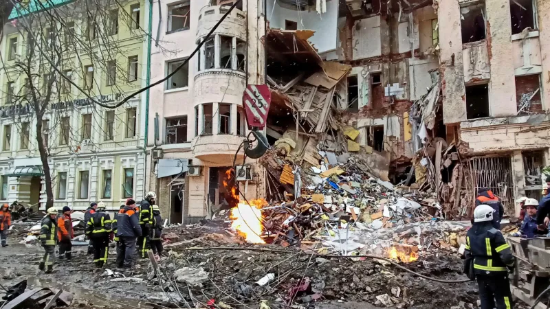 Následky ruského ostřelování v Charkově