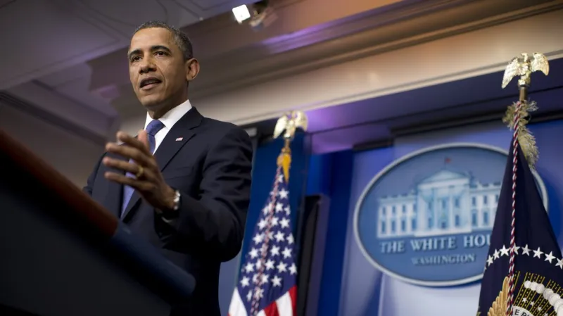 Barack Obama na tiskové konferenci po jednání s lídry Kongresu