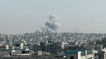 Pohled na město Chán Júnis na jihu Pásma Gazy (20. října 2025)