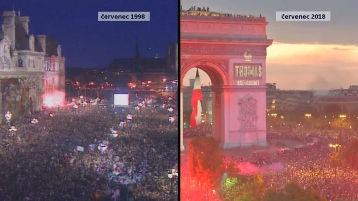 Fotbalové oslavy ve Francii v roce 1998 a nyní