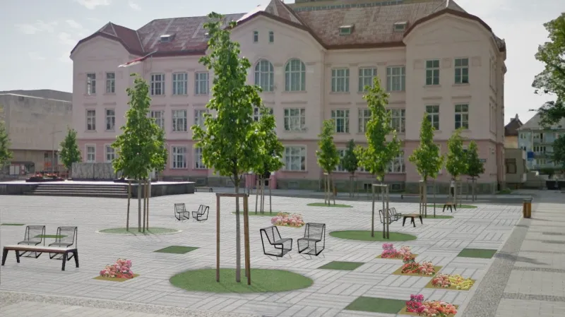 Jeden z návrhů na proměnu náměstí Svobody ve Vsetíně