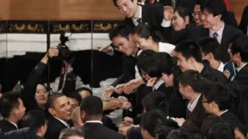 Barack Obama při setkání s čínskými studenty