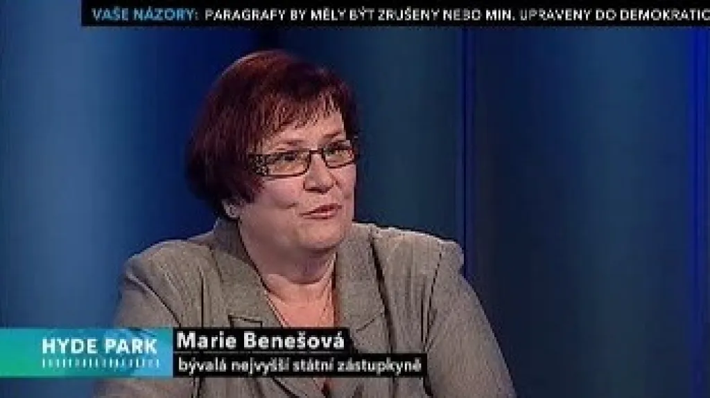 Marie Benešová jako host Hyde Parku