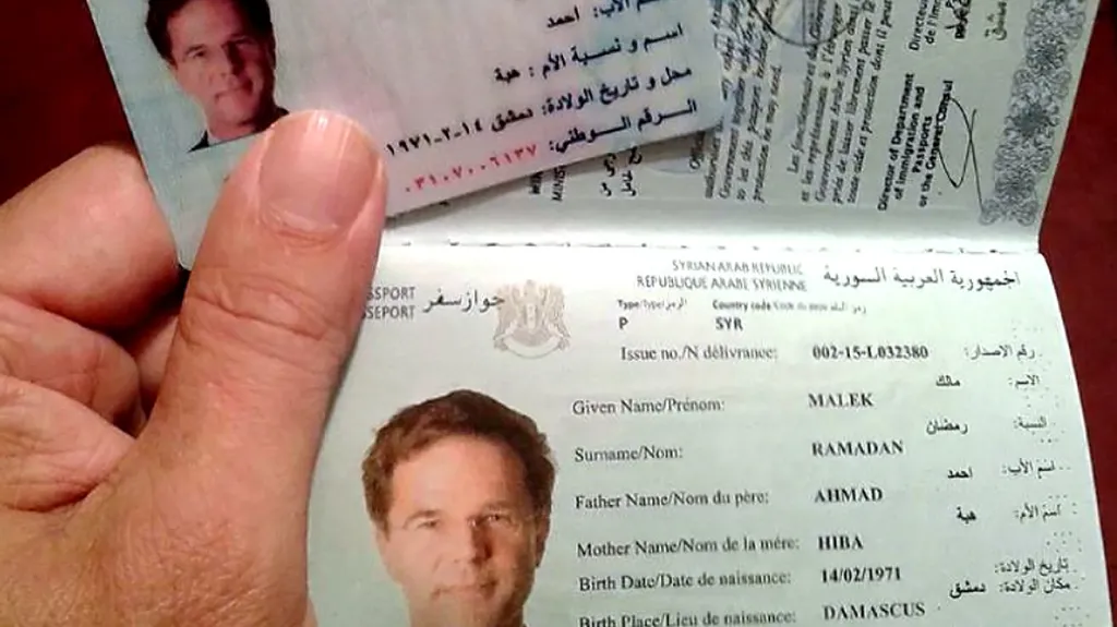 Falešný syrský pas na jméno Málik Ramadán