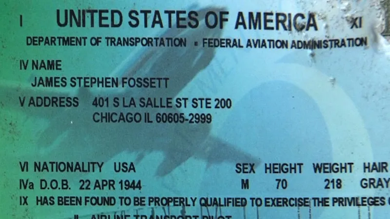 Nalezený pilotní průkaz Steva Fossetta