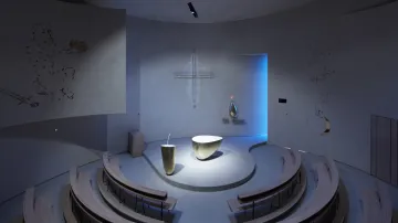Autor projektu Marek Štěpán má s návrhy a realizací sakrální architektury mnoho zkušeností. V tomto případě se nechal inspirovat kaplí sv. Václava v Praze.