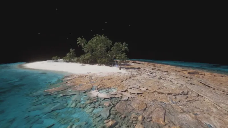 Digitální verze jednoho z tuvalských ostrovů