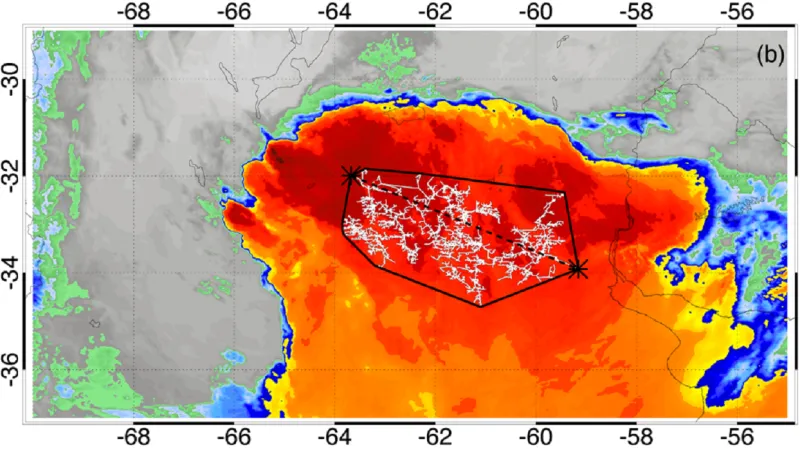 Satelitní snímek nejdéle trvajícího blesku
