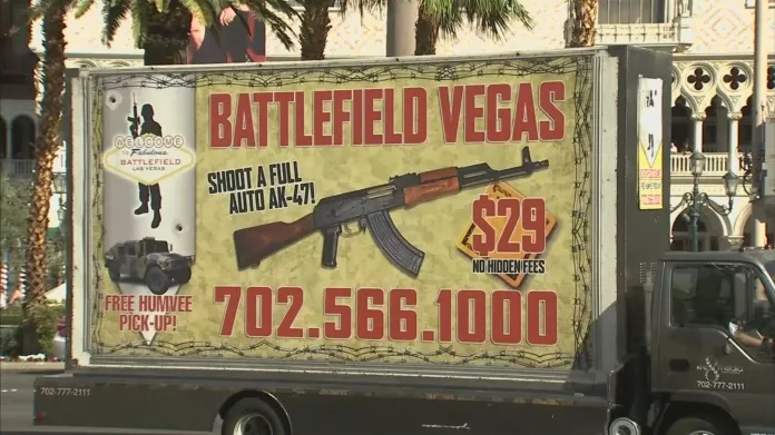 Reklama na střelnici v Las Vegas
