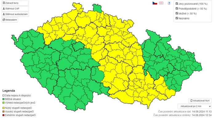 Výstraha ČHMÚ před požáry pro 14. srpna