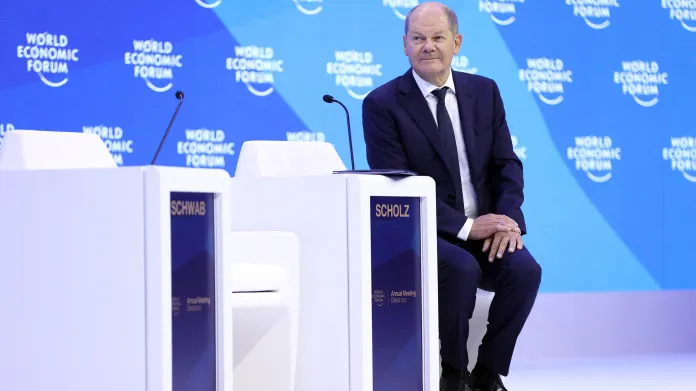 Německý kancléř Olaf Scholz na Světovém ekonomickém fóru v Davosu