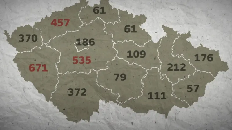 Počet dětských dlužníků podle krajů