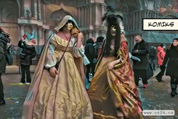 Ulice Benátek zaplnily pestrobarevné masky