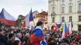 Demonstrace Hrozba islamizace ČR na Hradčanském náměstí v Praze.