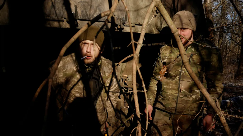 Ukrajinští vojáci poblíž Soledaru