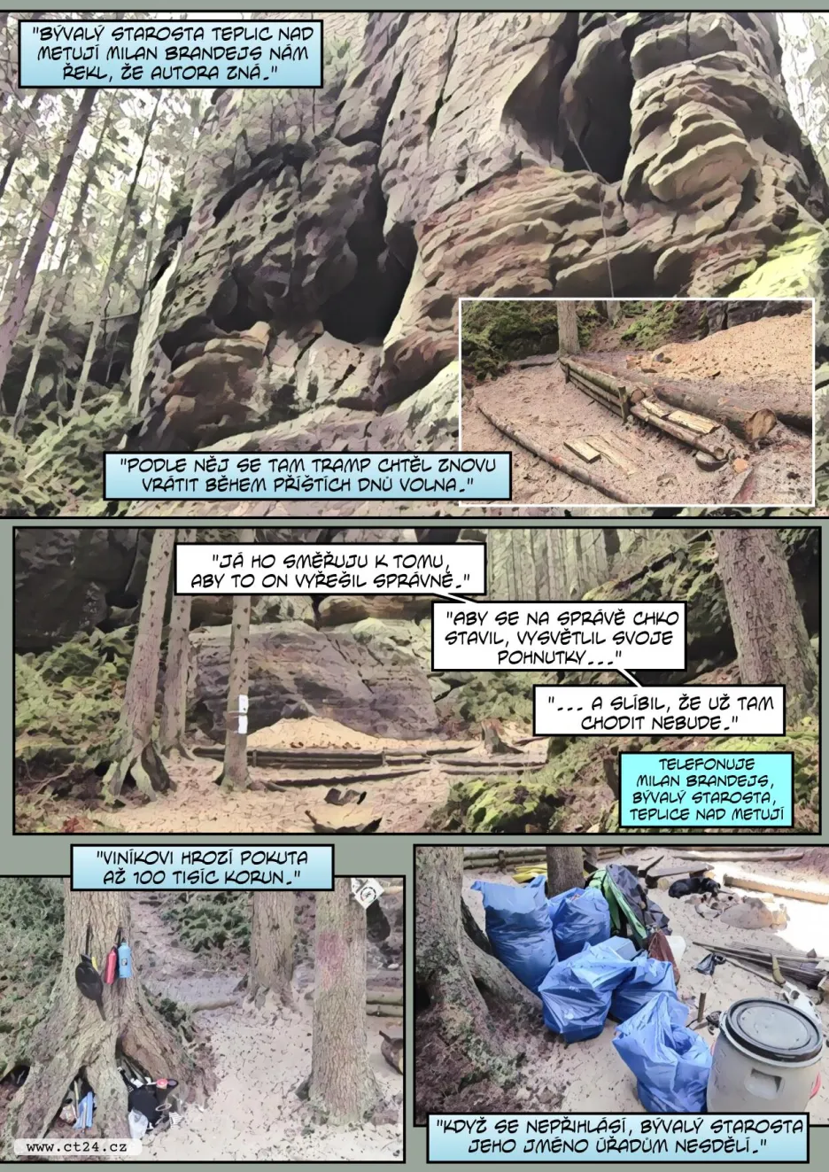 Nelegální tábořiště v Adršpašsko-teplických skalách. Pachateli hrozí vysoká pokuta