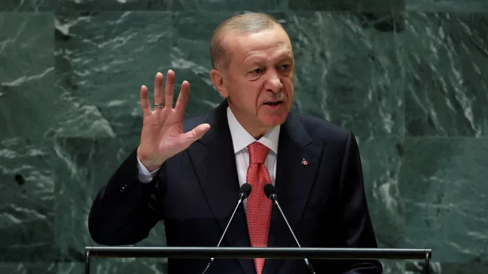 Turecký prezident Recep Tayyip Erdogan promlouvá na 79. zasedání Valného shromáždění OSN