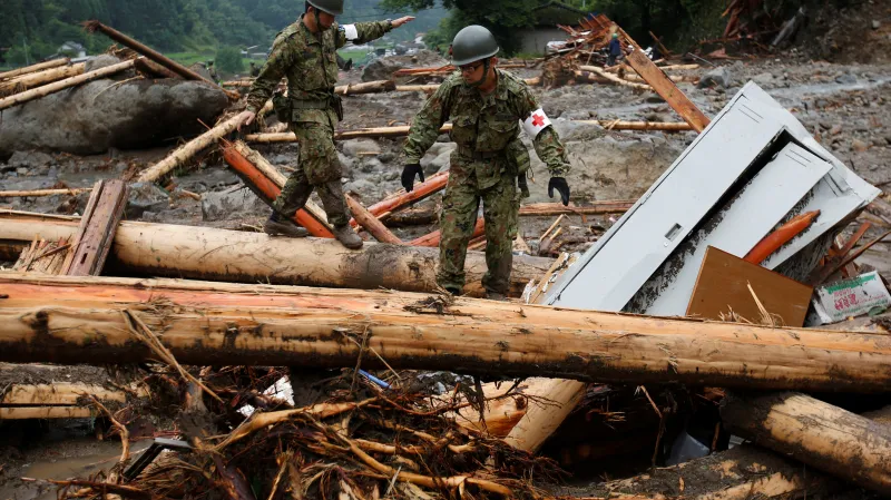 Následky povodní v oblasti Fukuoka