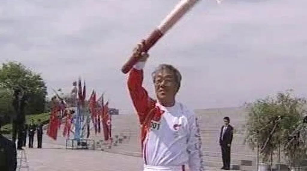 Olympijská pochodeň v Pchjongjangu
