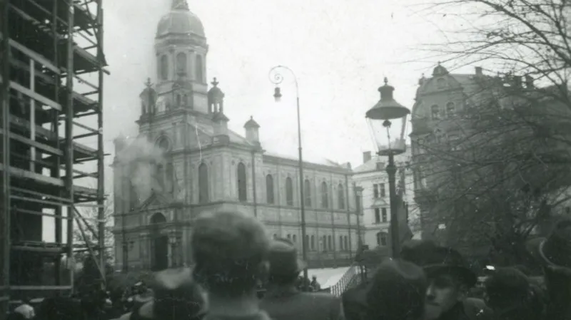 Požár synagogy v Liberci