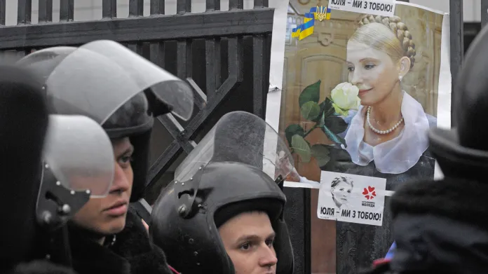 Demonstrace před odvolacím soudem v Kyjevě