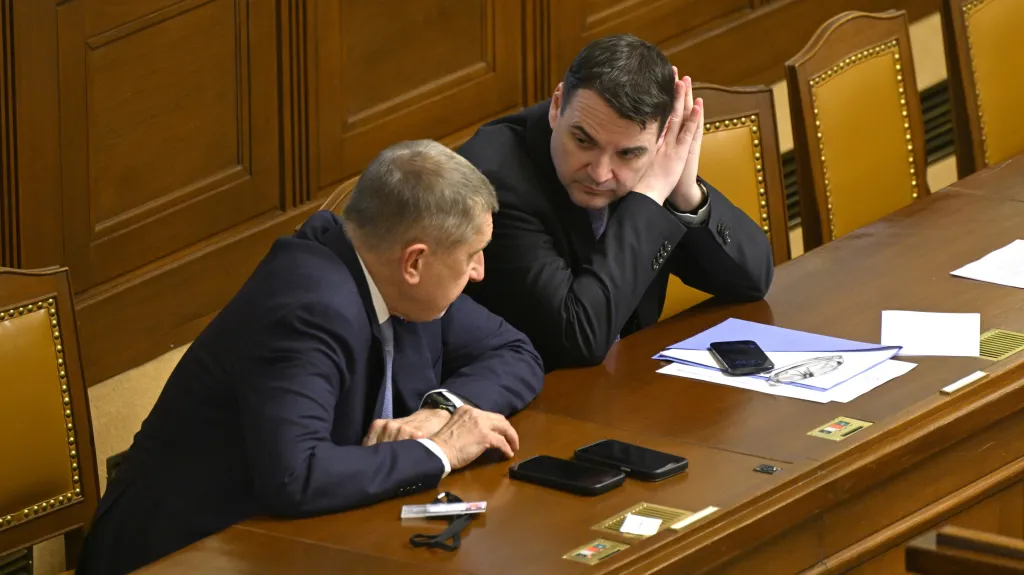 Andrej Babiš (ANO) a Petr Macinka (Motoristé)