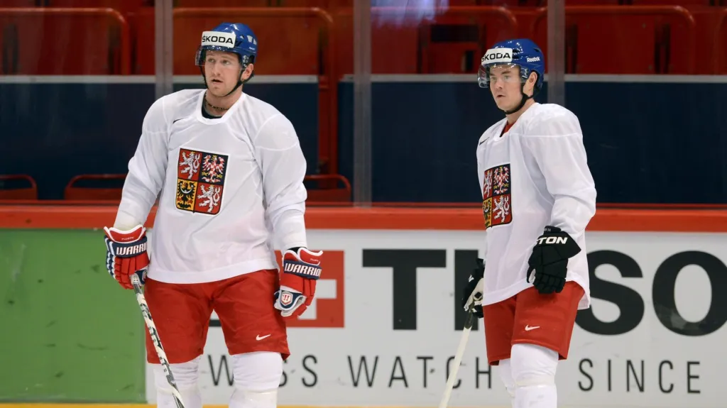 Jiří Hudler (vpravo) a Jiří Tlustý na MS 2013