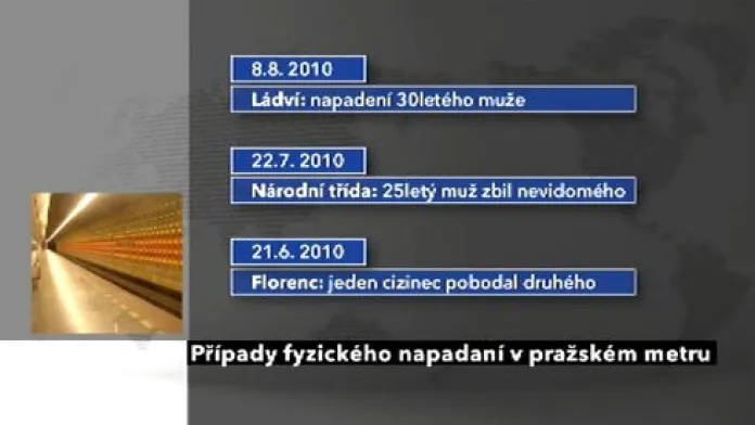 Případy napadení  v pražském metru